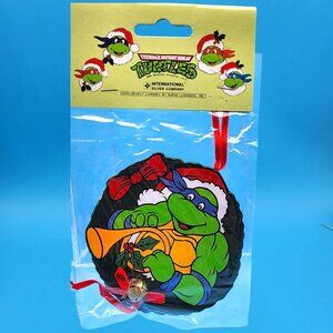 Teenage Mutant Ninja Turtles Leonardo Wreath w/Bell Christmas Ornamen 1991 TMNT